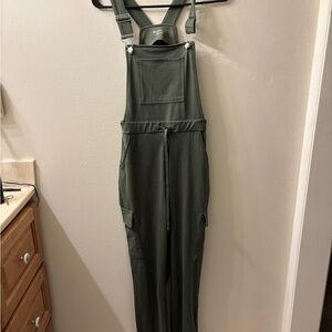 Green Overalls with Pocket Detail